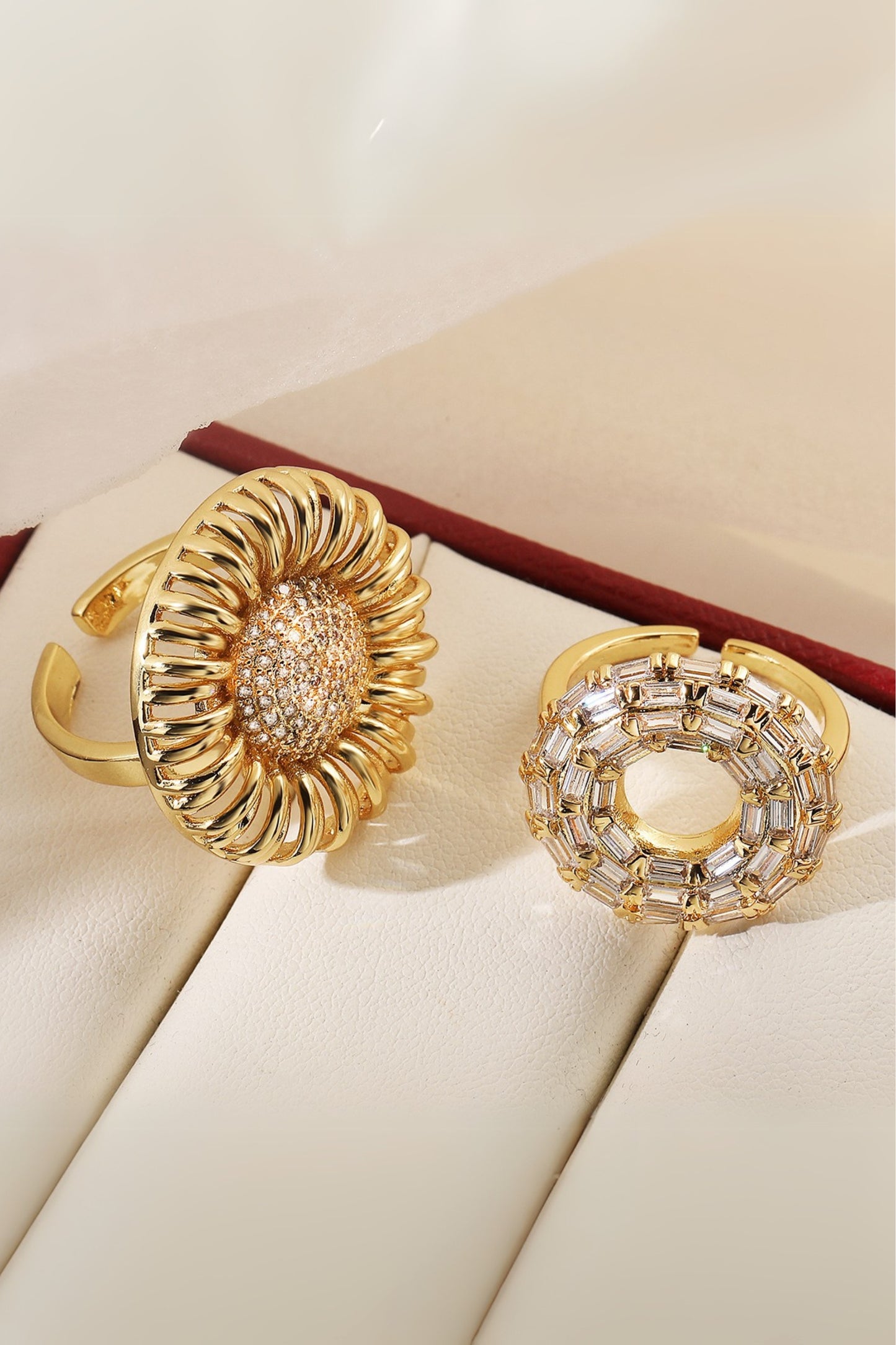 Sunflower Geometric Open Ring