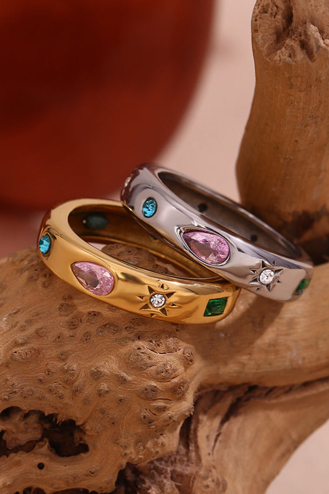 Teardrop Geometric Colored Diamond Ring