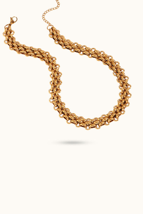 Three-layer braided chain necklace