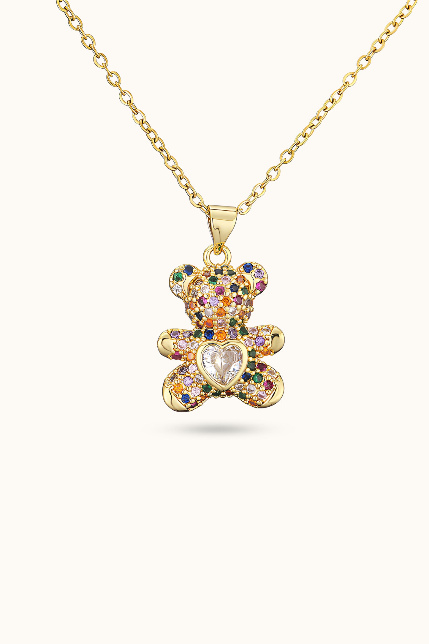 Turquoise Love Heart Teddy Bear Pendant Necklace