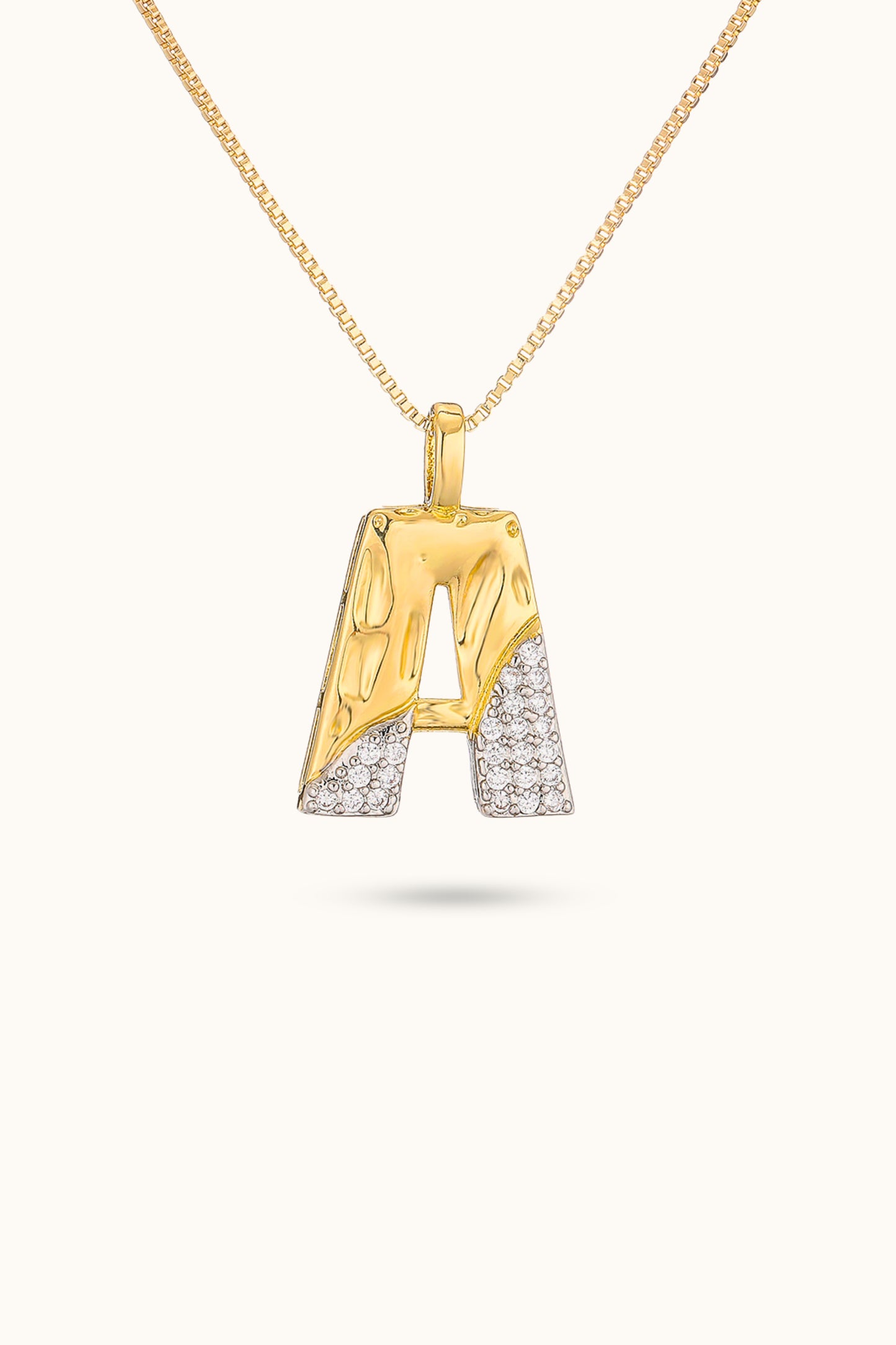 Two-tone diamond and gold Initial Name necklace