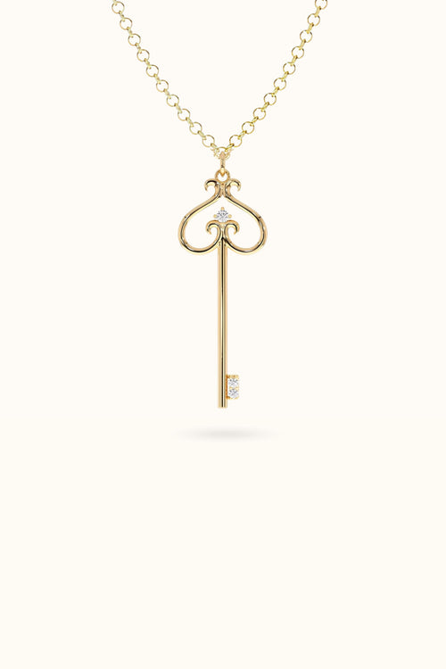 Vintage Key Pendant Gold Key Necklace