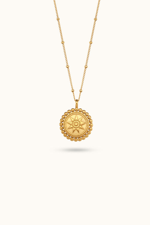Vintage Star Disc Pendant Necklace