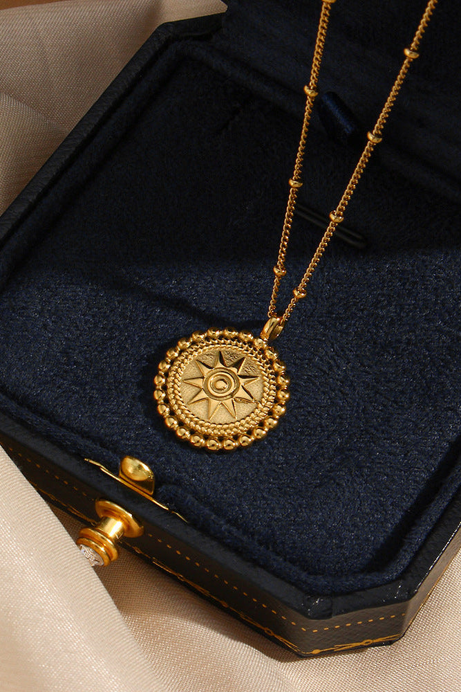 Vintage Star Disc Pendant Necklace