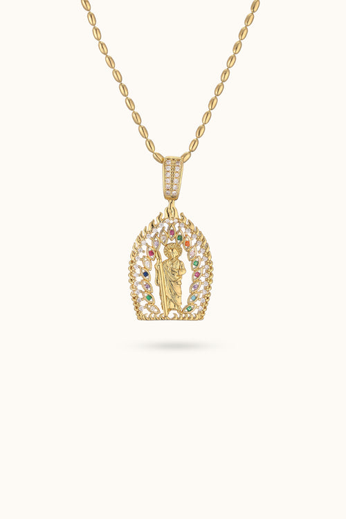 Virgin Mary Pendant Rays Necklace