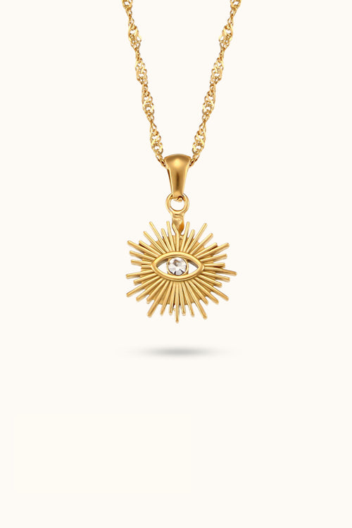 Wave Chain Hollow Radiant Diamond-set Eye Necklace