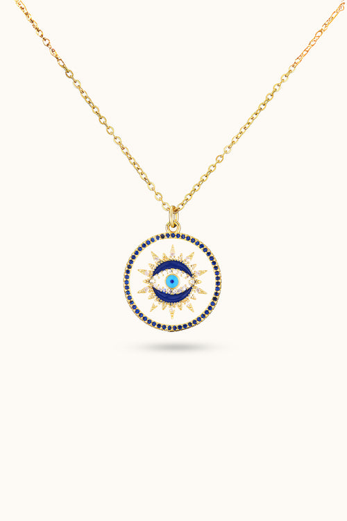 White Plate All-Seeing Eye Pendant Necklace