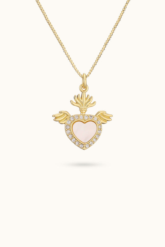 White Shell Love Light Pendant Necklace