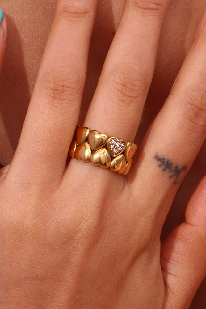 Wide Double Heart Ring
