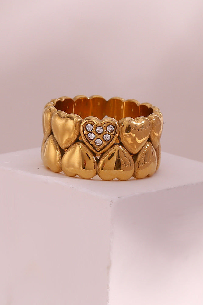 Wide Double Heart Ring