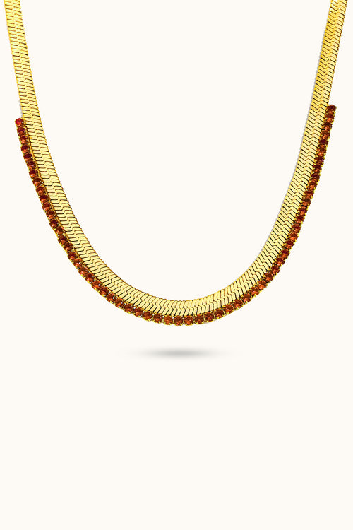 Zircon fishbone pattern spliced necklace