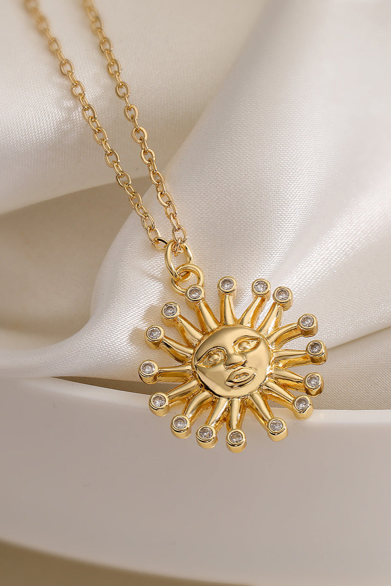 Sun Mask Brick Pendant Necklace